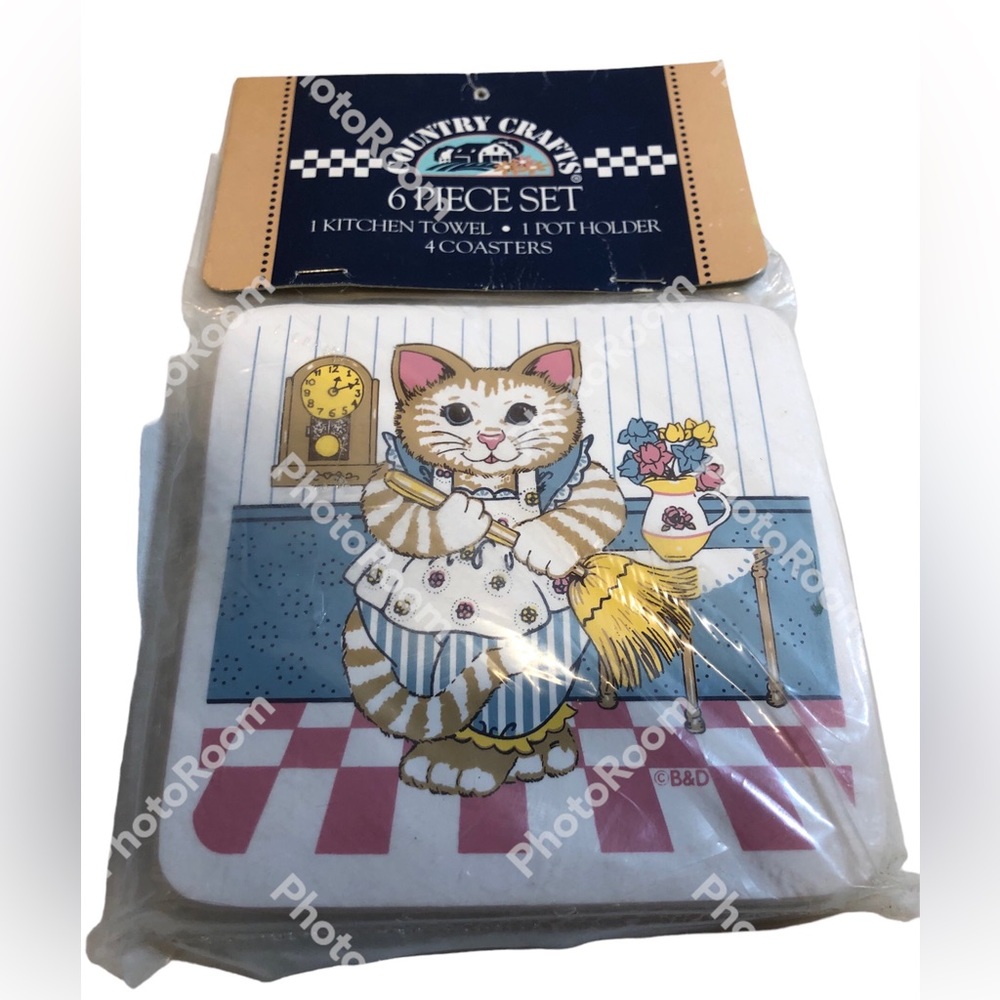 Vintage Cute Cat Coasters, 4” x4” from the 1990s